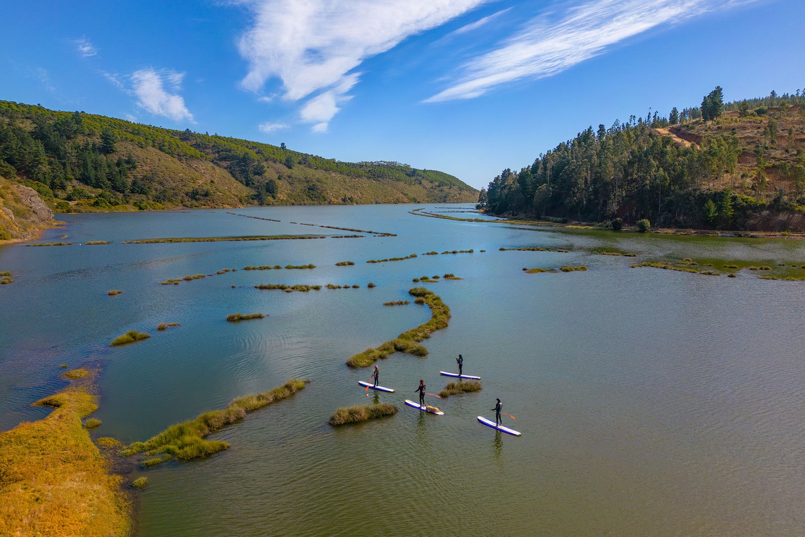 travesia en stand up paddle estero nilahue, cahuil, pichilemu